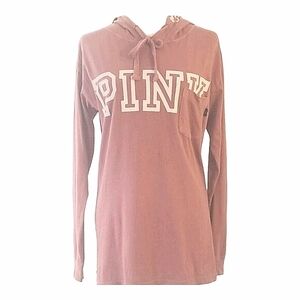 "PINK " Victoria Secret Hoodef Jersey Mauve Pink SIze XS Runs Large